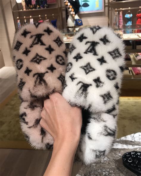 louis vuitton slippers fur|Louis Vuitton fluffy slippers.